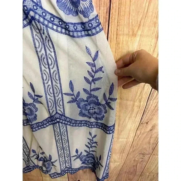 Vintage Reba Gauzy Lace Blue Flowers Lined Scalloped Hem Women's Size 4 - Picture 10 of 13